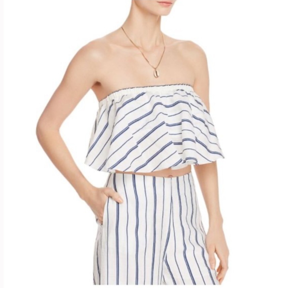 Helena Owen X Aqua Striped Strapless Crop Top
